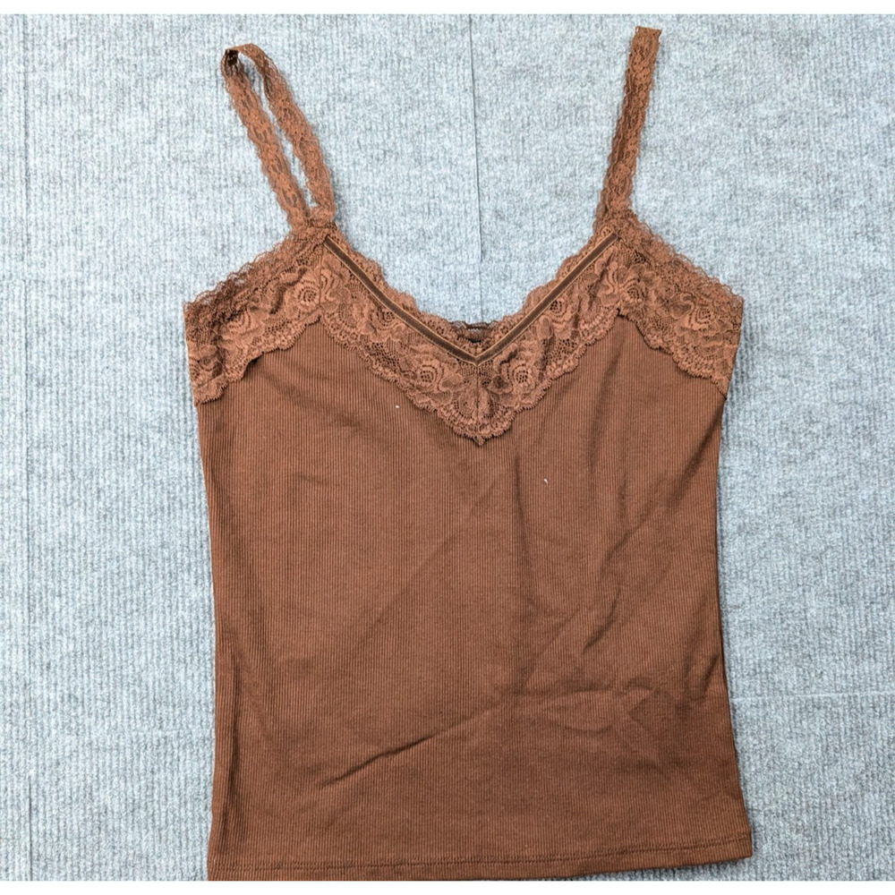 Forever 21 Lace Tank Womens Medium Y2K Bella Swan Velvet Layering Ribbed Fairy